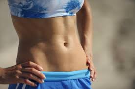 Close-up of a toned midsection in sportswear