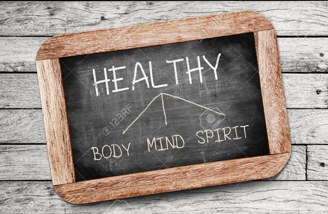 Chalkboard reading Healthy: Body, Mind, Spirit